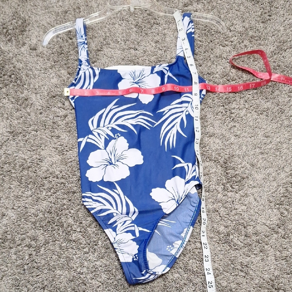 OP Classic One Piece Swimsuit-S-Blue White Tropical Print - Picture 7 of 7